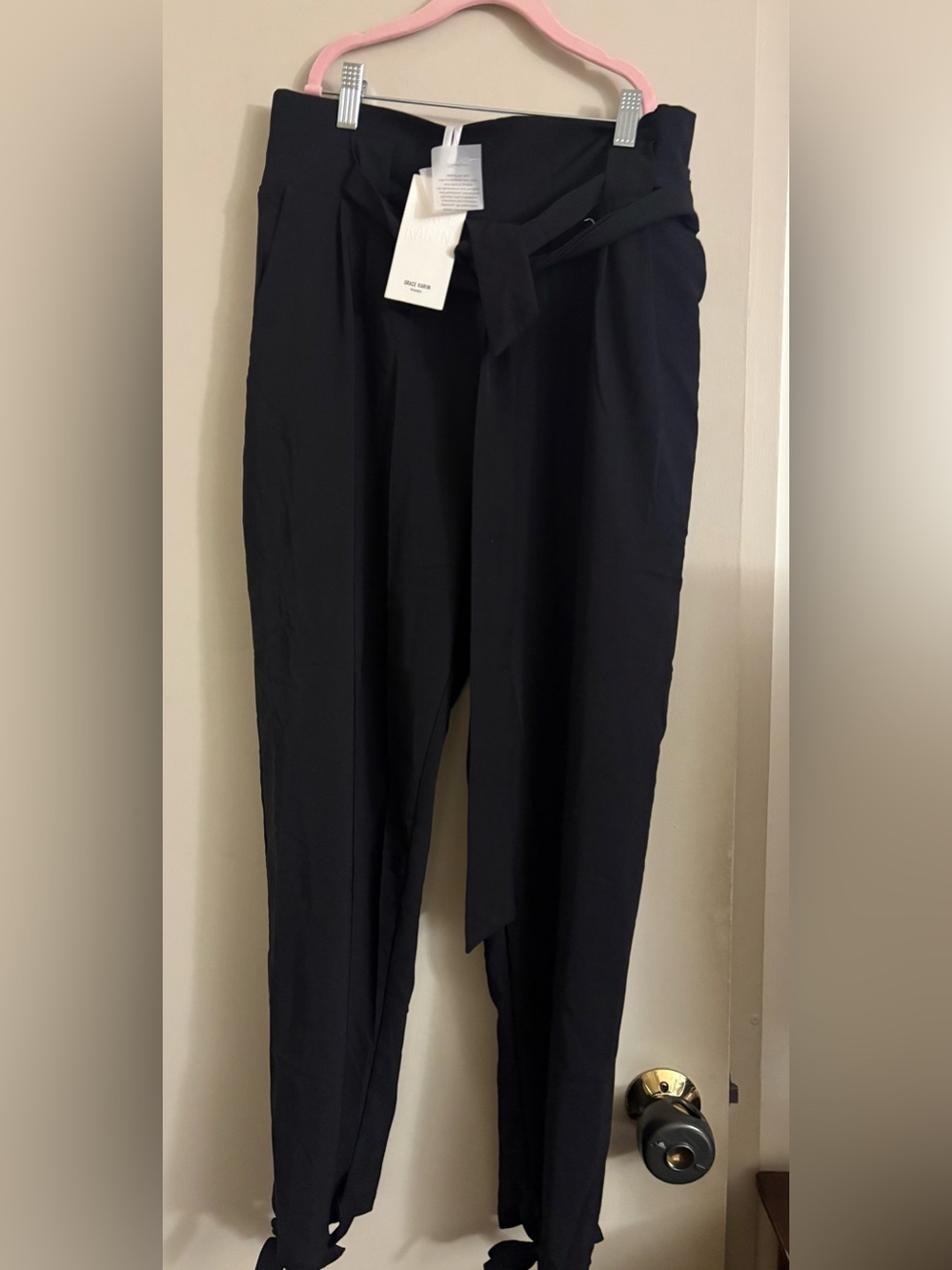 Grace Karin Black Tailored Chinos